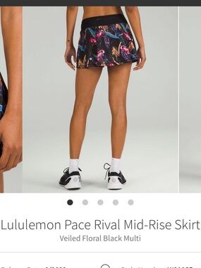 Lululemon pace rival Skirt in Black Multi Floral Print NWT size 0
